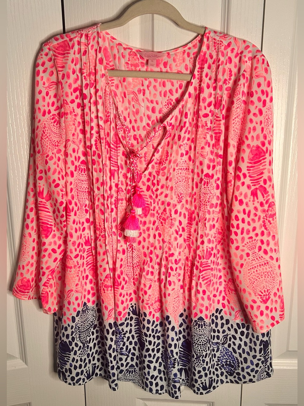 Lilly Pullitzer Women’s XL Marlina Tunic Top Raz Berry Heart &‎ Sole Engineered